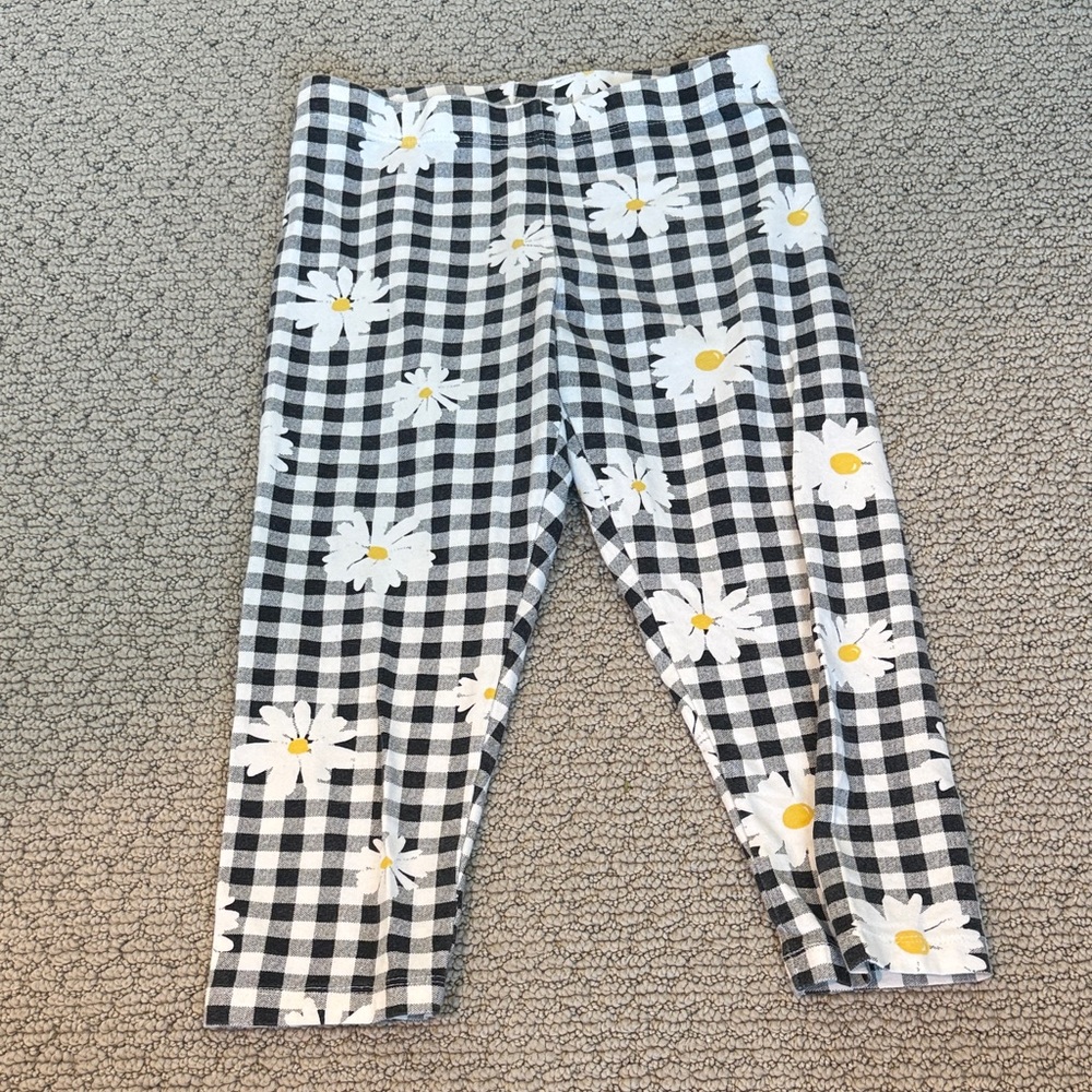 wonder nation Black Gingham Daisy Print Leggings